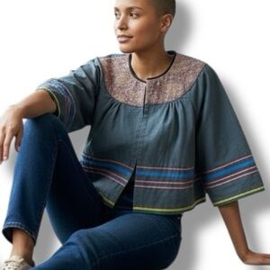 Twelfth Avenue by Cynthia Vincent Anthropologie Ethnic Boho Cropped Jacket sz M